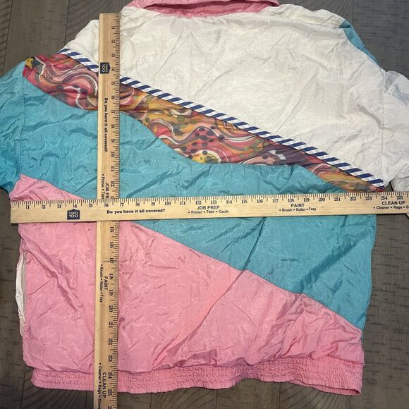 VGT 80s Windbreaker Womens Large Colorful Patchwork Barbiecore - Picture 4 of 4